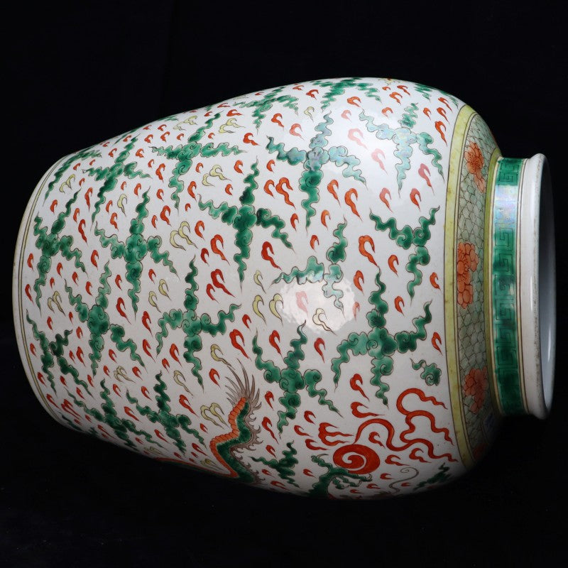 Ming Dynasty Jiajing Period Tricolor Jar with Dragon and Phoenix Design|大明嘉靖年製三彩龙凤纹满工卷缸・珍藏