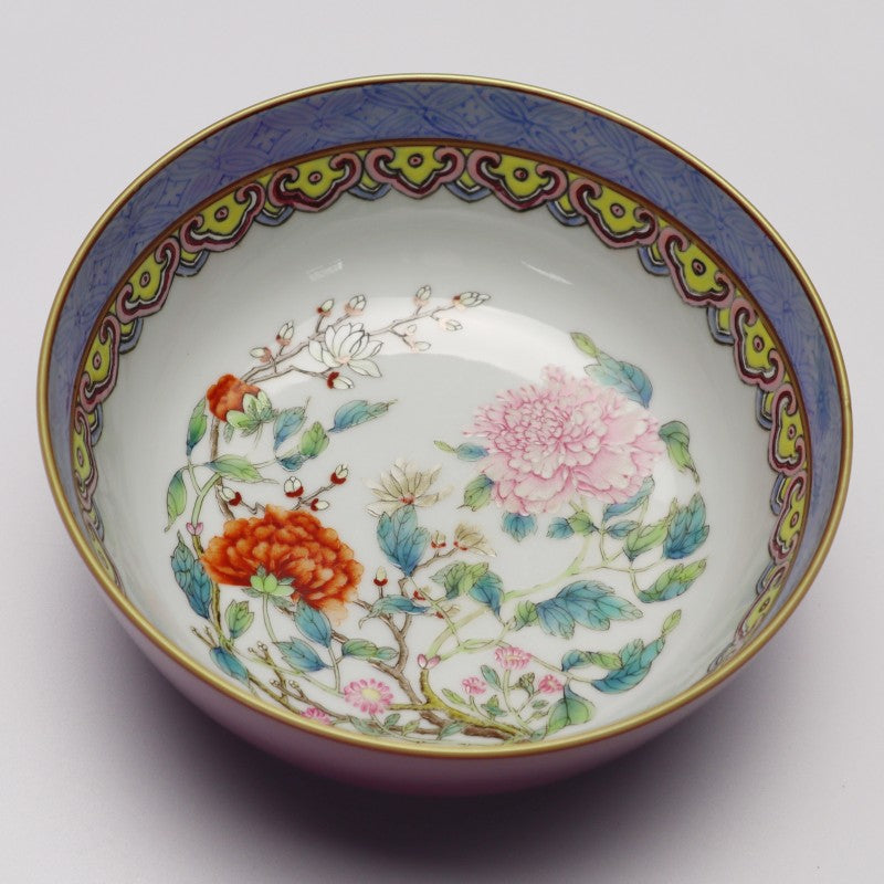 Qing Yongzheng Famille-Rose Blue-Ground Bowl with Painted Floral Motif | 清雍正粉彩繪花卉紋藍釉碗・珍藏
