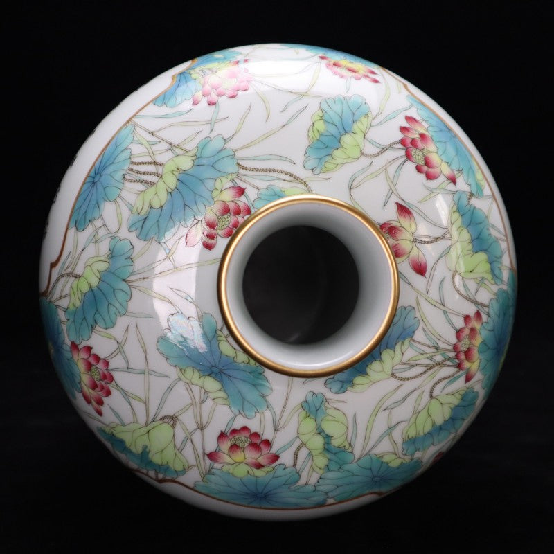 Qing Yongzheng Famille-Rose Gilt-Decorated Mei Vase with Floral and Poetic Inscriptions | 清雍正粉彩描金花卉詩文紋梅瓶・珍藏