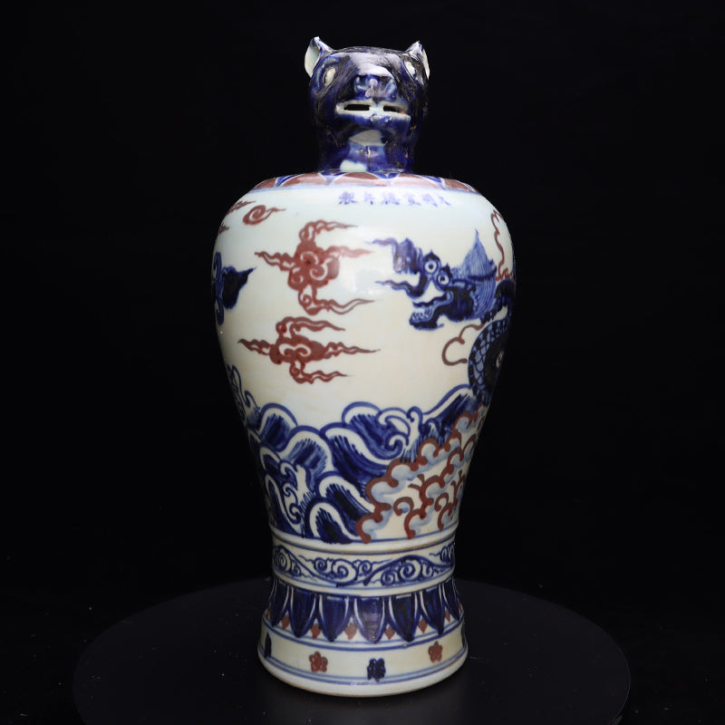 Ming Xuande Blue and Red Glaze Porcelain – Zodiac Rat Figurine | 大明宣德青花釉里紅瓷 – 生肖鼠擺件・私藏
