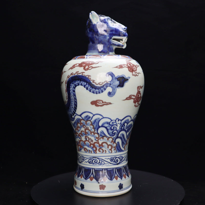 Ming Xuande Blue and Red Glaze Porcelain – Zodiac Tiger Figurine | 大明宣德青花釉里紅瓷 – 生肖虎擺件・私藏