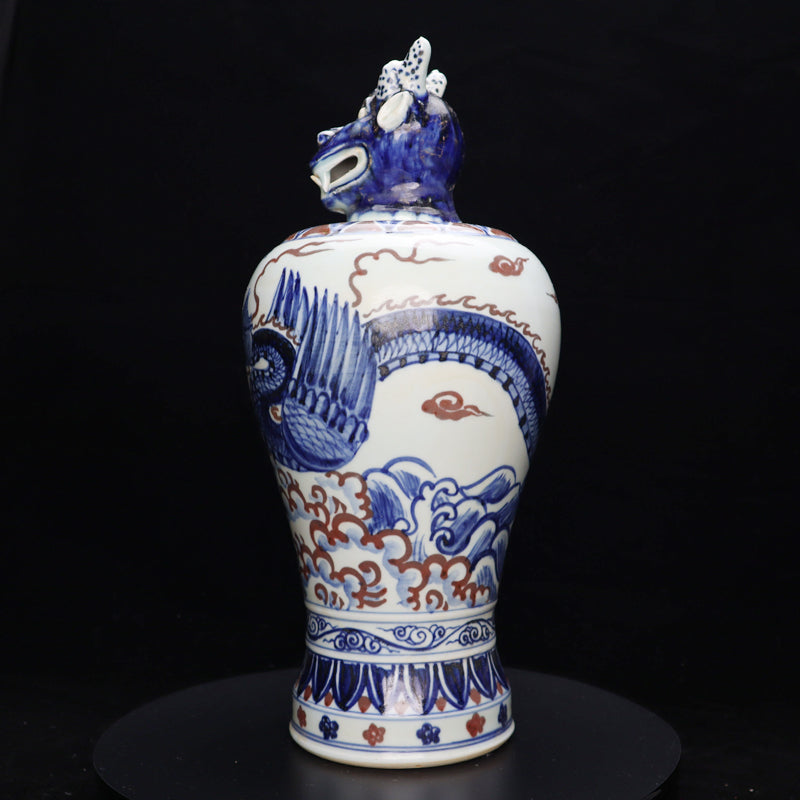 Ming Xuande Blue and Red Glaze Porcelain – Zodiac Dragon Figurine | 大明宣德青花釉里紅瓷 – 生肖龍擺件・私藏