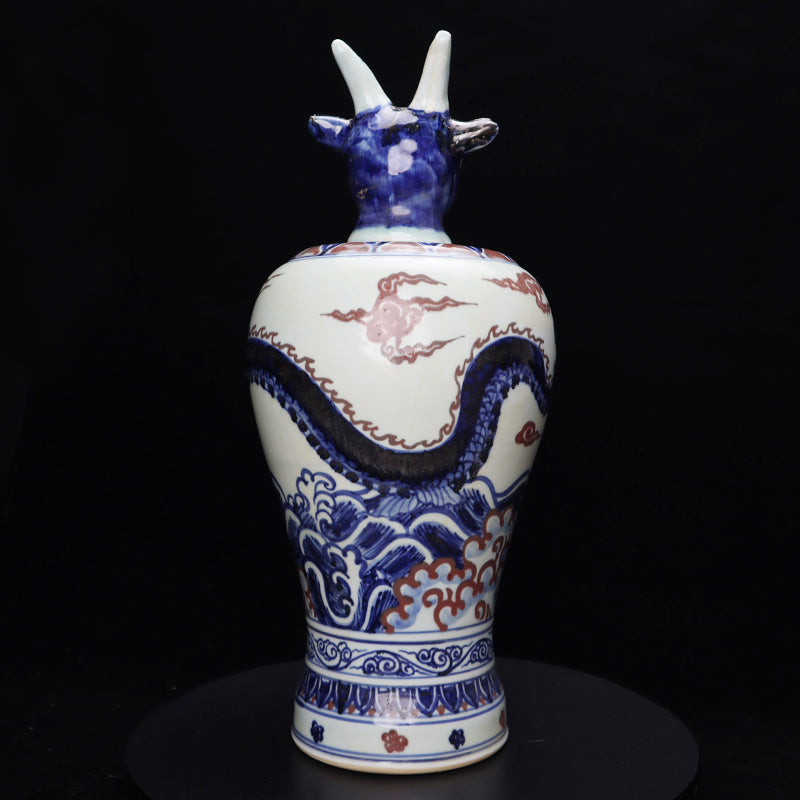 Ming Xuande Blue and Red Glaze Porcelain – Zodiac Sheep Figurine | 大明宣德青花釉里紅瓷 – 生肖羊擺件・私藏