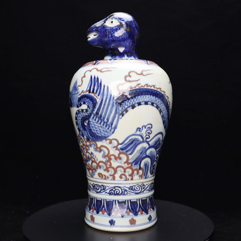 Ming Xuande Blue and Red Glaze Porcelain – Zodiac Snake Figurine | 大明宣德青花釉里紅瓷 – 生肖蛇擺件・私藏