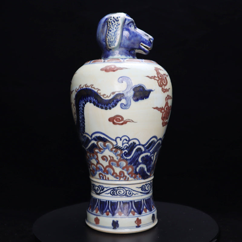 Ming Xuande Blue and Red Glaze Porcelain – Zodiac Dog Figurine | 大明宣德青花釉里紅瓷 – 生肖狗擺件・私藏