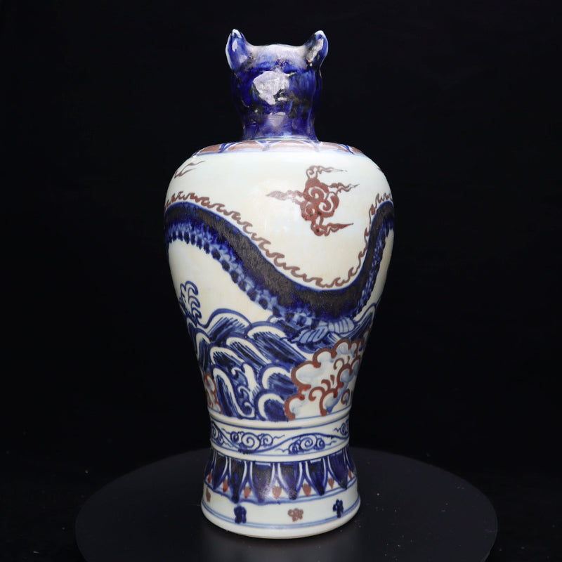 Ming Xuande Blue and Red Glaze Porcelain – Zodiac Rat Figurine | 大明宣德青花釉里紅瓷 – 生肖鼠擺件・私藏