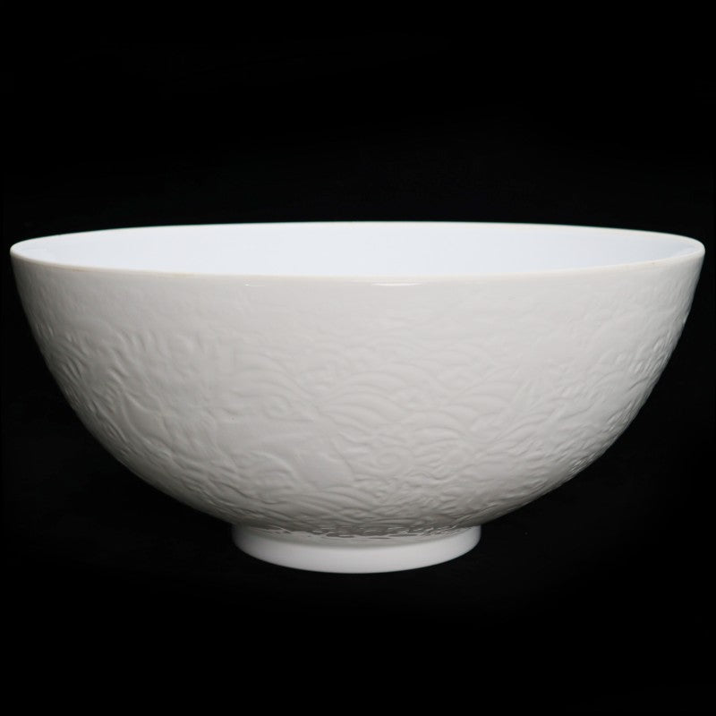 Imperial Yongzheng White Porcelain Bowl with Carved Five-Dragon Design in Eggshell Thin Body|大清雍正白瓷雕刻五龍紋薄胎大碗・珍藏