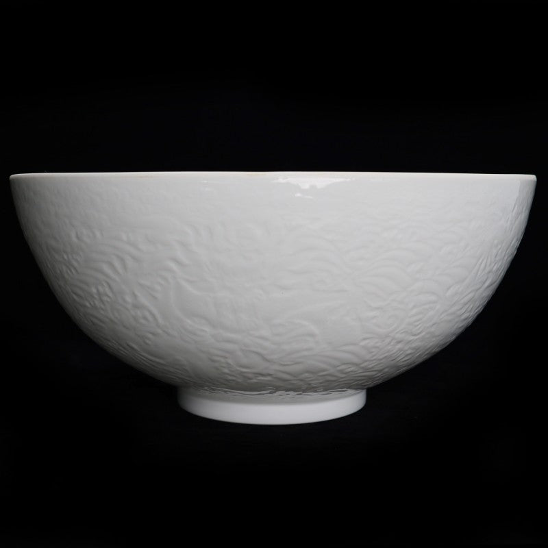 Imperial Yongzheng White Porcelain Bowl with Carved Five-Dragon Design in Eggshell Thin Body|大清雍正白瓷雕刻五龍紋薄胎大碗・珍藏
