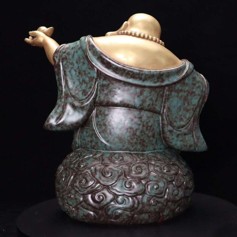 Qing Yongzheng Gilt Bronze-Glazed Figure of the Laughing Maitreya Buddha | 清雍正古銅釉鎏金大肚彌勒笑佛擺件・珍藏
