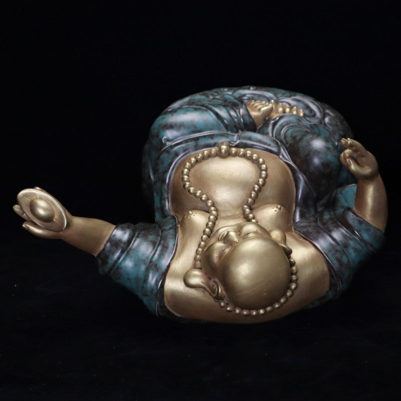 Qing Yongzheng Gilt Bronze-Glazed Figure of the Laughing Maitreya Buddha | 清雍正古銅釉鎏金大肚彌勒笑佛擺件・珍藏
