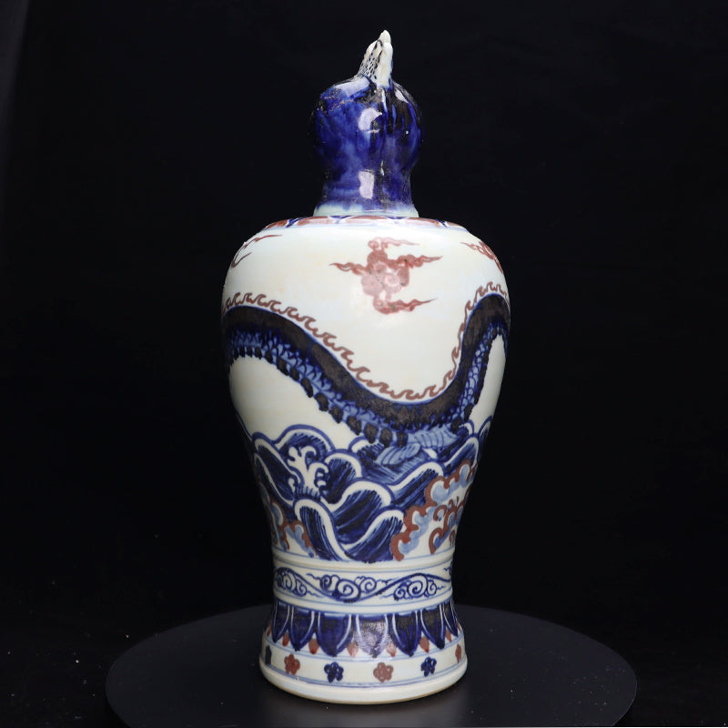 Ming Xuande Blue and Red Glaze Porcelain – Zodiac Rooster Figurine | 大明宣德青花釉里紅瓷 – 生肖雞擺件・私藏