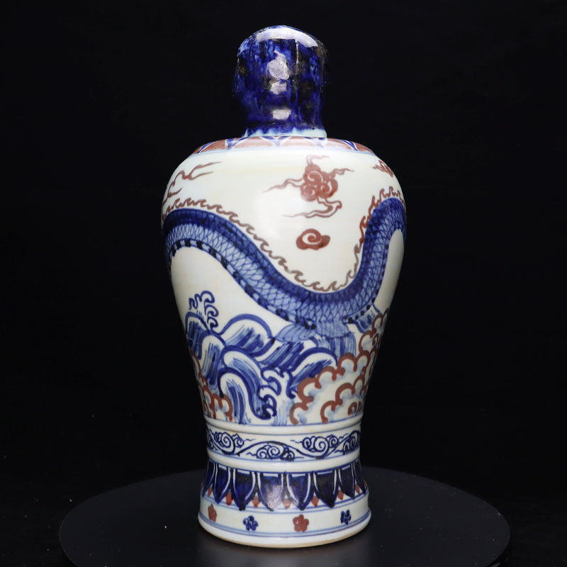 Ming Xuande Blue and Red Glaze Porcelain – Zodiac Snake Figurine | 大明宣德青花釉里紅瓷 – 生肖蛇擺件・私藏