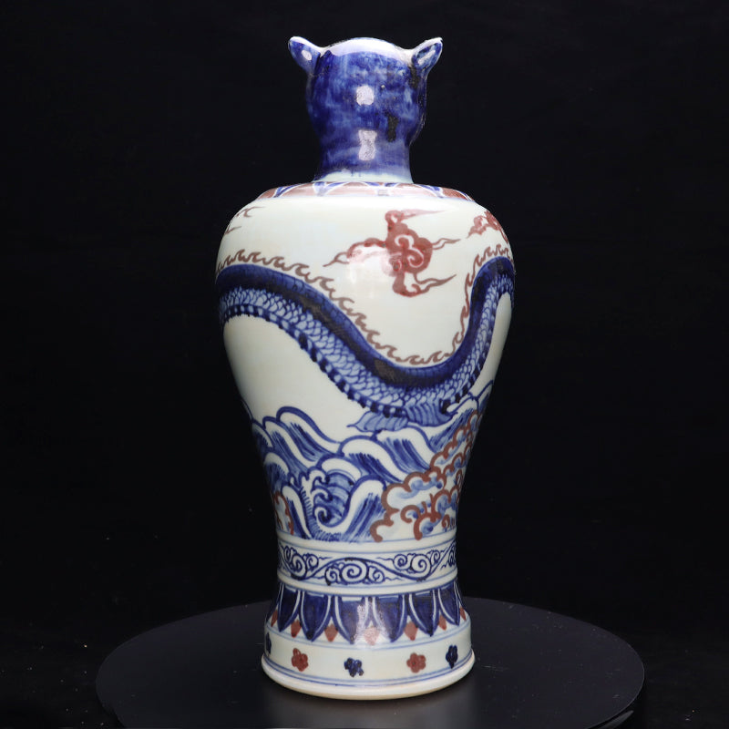 Ming Xuande Blue and Red Glaze Porcelain – Zodiac Tiger Figurine | 大明宣德青花釉里紅瓷 – 生肖虎擺件・私藏