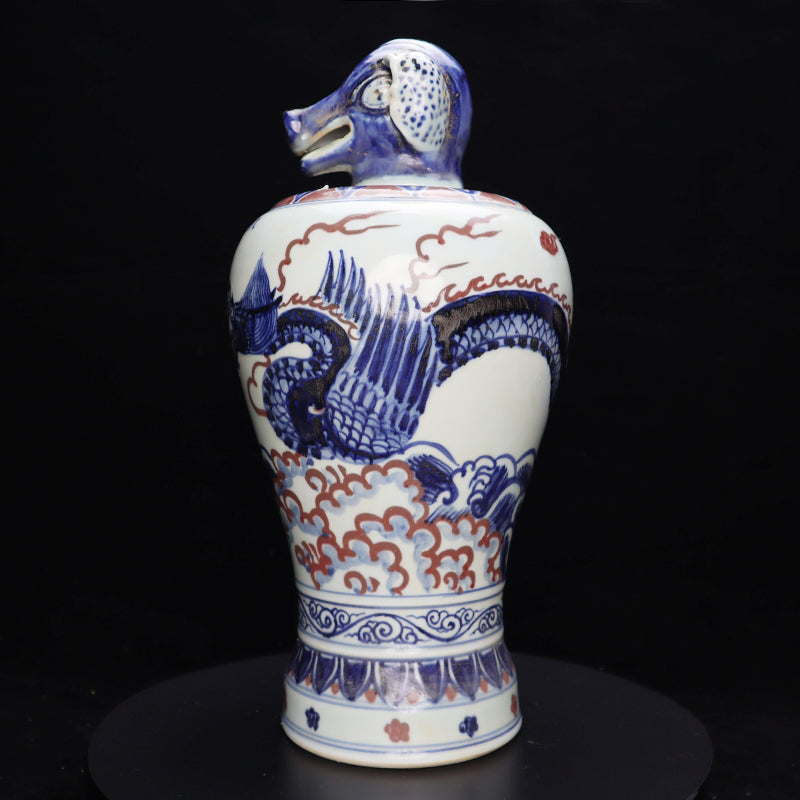 Ming Xuande Blue and Red Glaze Porcelain – Zodiac Pig Figurine | 大明宣德青花釉里紅瓷 – 生肖豬擺件・私藏