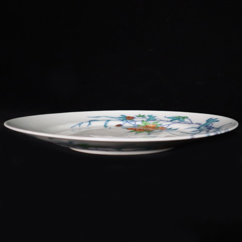 Imitation of Qing Yongzheng Blue and White Doucai Dish with Floral Motif | 仿清雍正青花鬥彩花卉紋盤