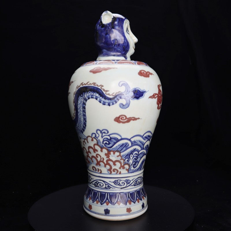 Ming Xuande Blue and Red Glaze Porcelain – Zodiac Monkey Figurine | 大明宣德青花釉里紅瓷 – 生肖猴擺件・私藏