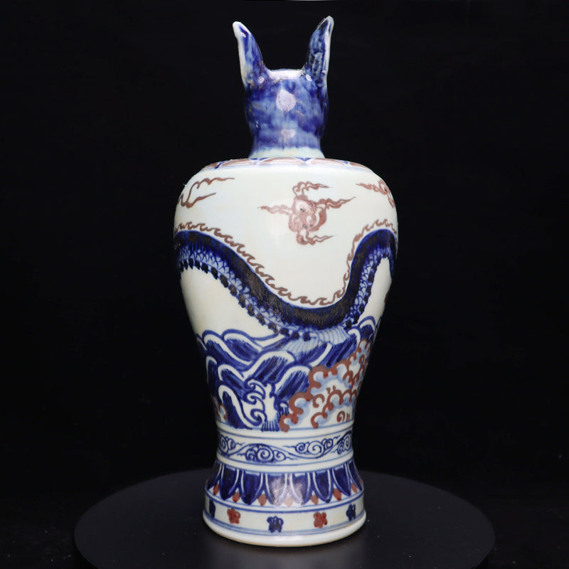 Ming Xuande Blue and Red Glaze Porcelain – Zodiac Rabbit Figurine | 大明宣德青花釉里紅瓷 – 生肖兔擺件・私藏