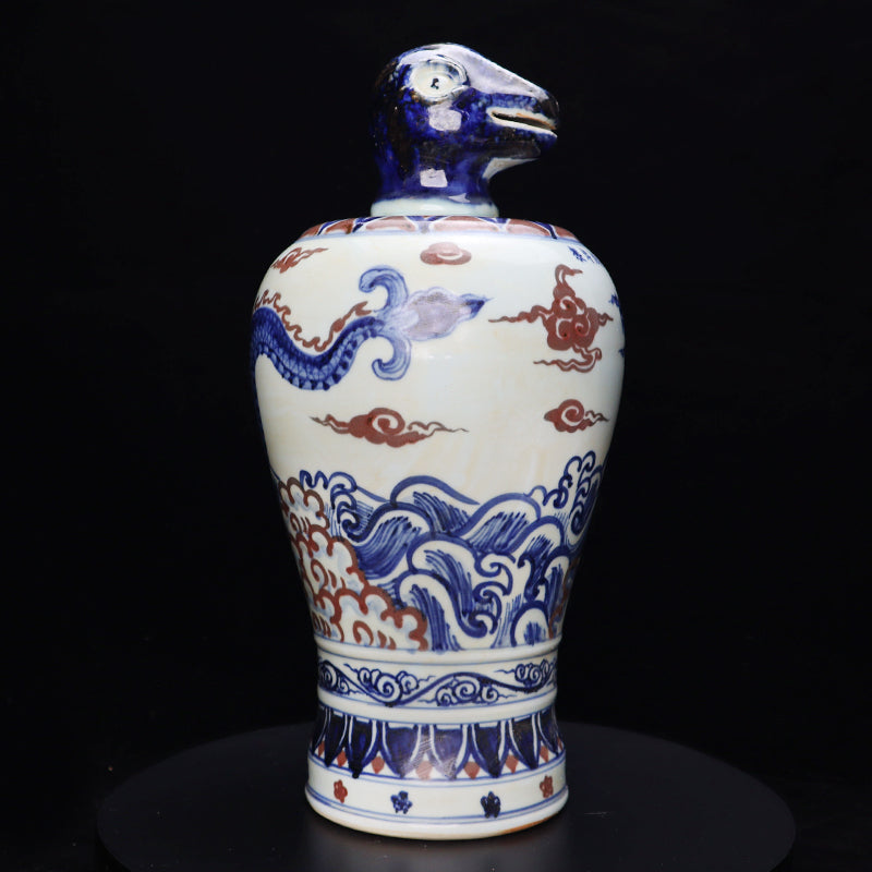 Ming Xuande Blue and Red Glaze Porcelain – Zodiac Snake Figurine | 大明宣德青花釉里紅瓷 – 生肖蛇擺件・私藏