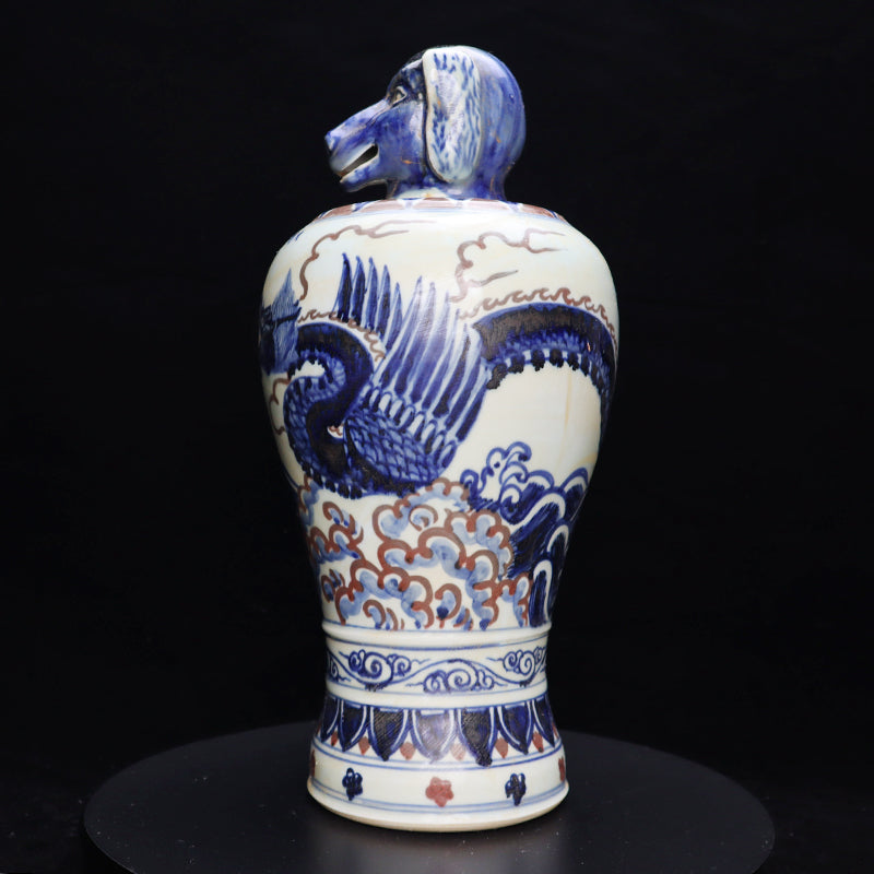 Ming Xuande Blue and Red Glaze Porcelain – Zodiac Dog Figurine | 大明宣德青花釉里紅瓷 – 生肖狗擺件・私藏