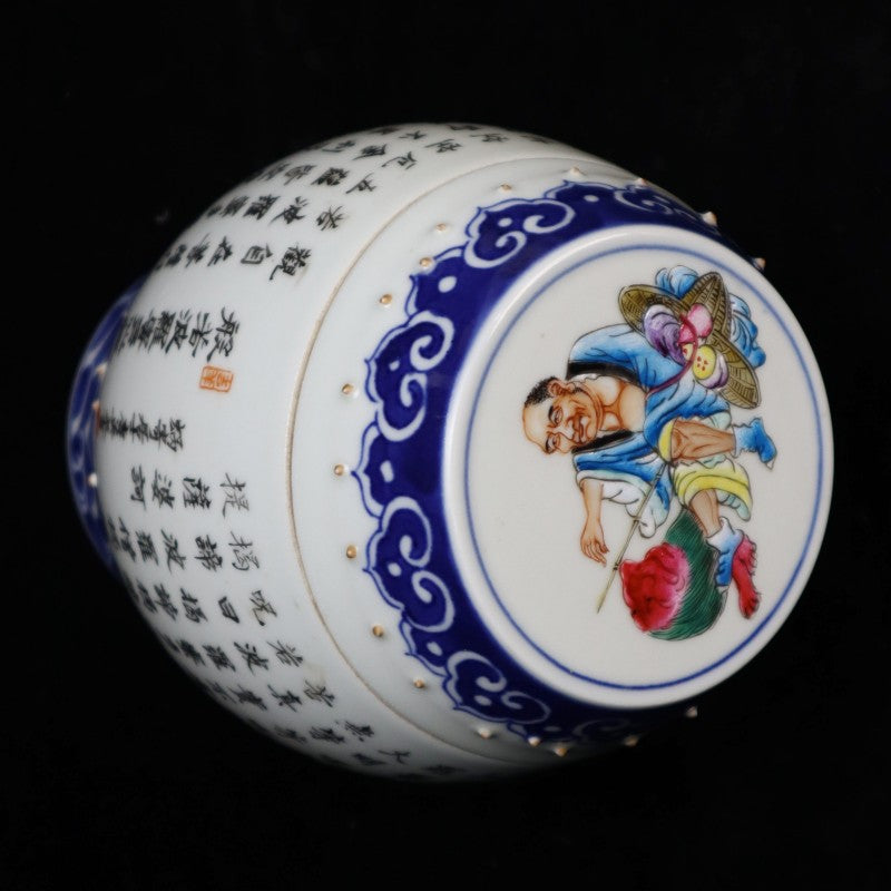 Qing Dynasty Qianlong Blue and White Covered Jar with Gilt Heart Sutra and Ruyi Motifs|大清乾隆青花如意紋鎏金心经圖蓋罐・珍藏