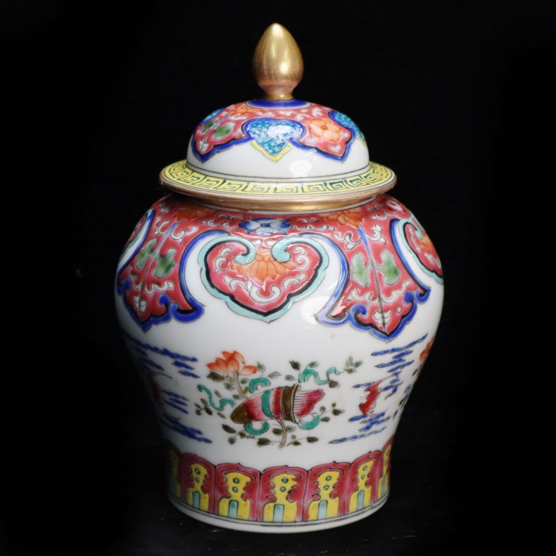 Qianlong Falangcai Gilt-Decorated Covered Jar with "Fu Lu" (Blessings and Prosperity) Design | 清乾隆珐琅彩描金福祿紋蓋罐・珍藏