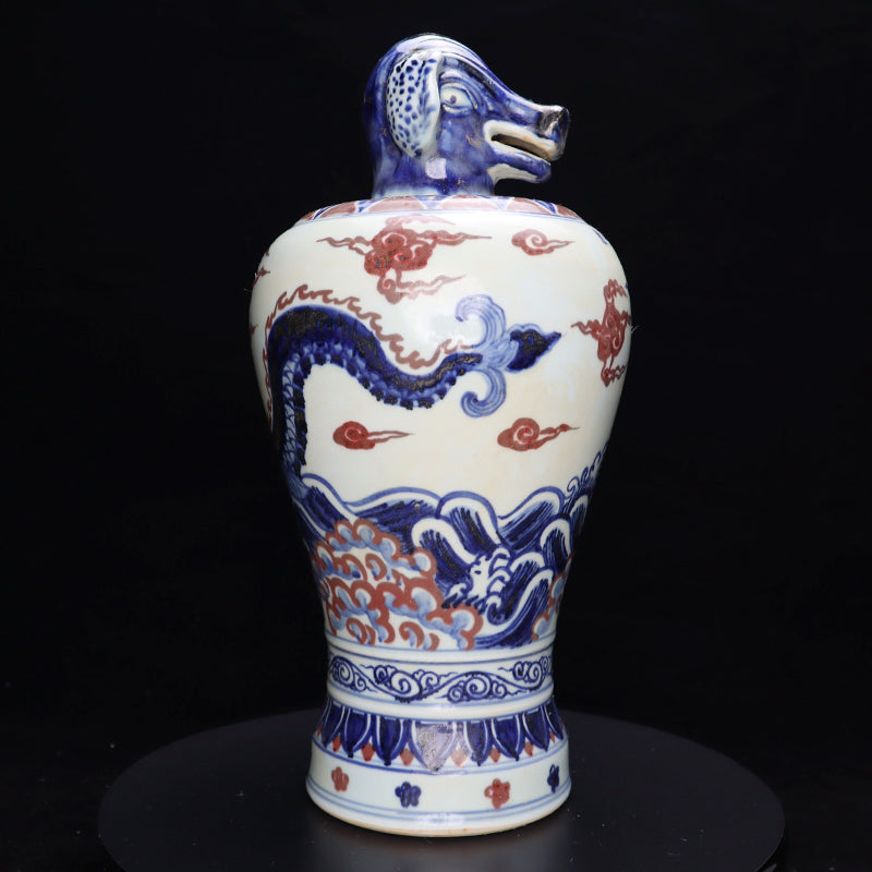 Ming Xuande Blue and Red Glaze Porcelain – Zodiac Pig Figurine | 大明宣德青花釉里紅瓷 – 生肖豬擺件・私藏