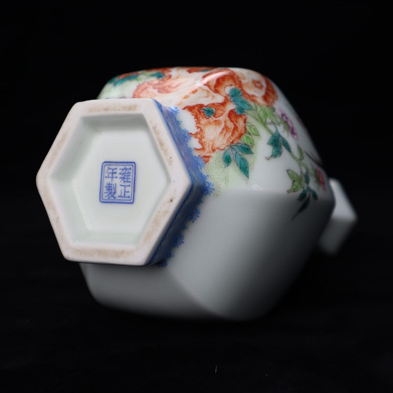 Imitation of Qing Yongzheng Famille-Rose Garlic-Mouth Vase with Floral and Bird Motif | 仿大清雍正 – 粉彩蒜頭瓶