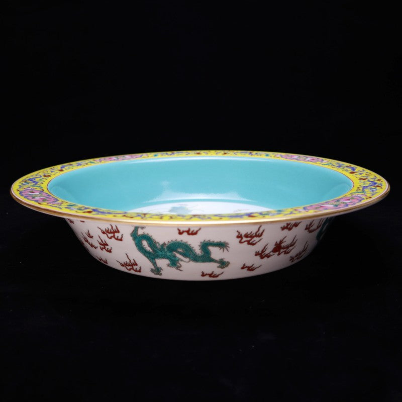 Qing Yongzheng Falangcai Narcissus Bowl with Dragon and Lotus Design | 大清清雍 – 正珐琅彩龍紋荷花水仙盆・私藏