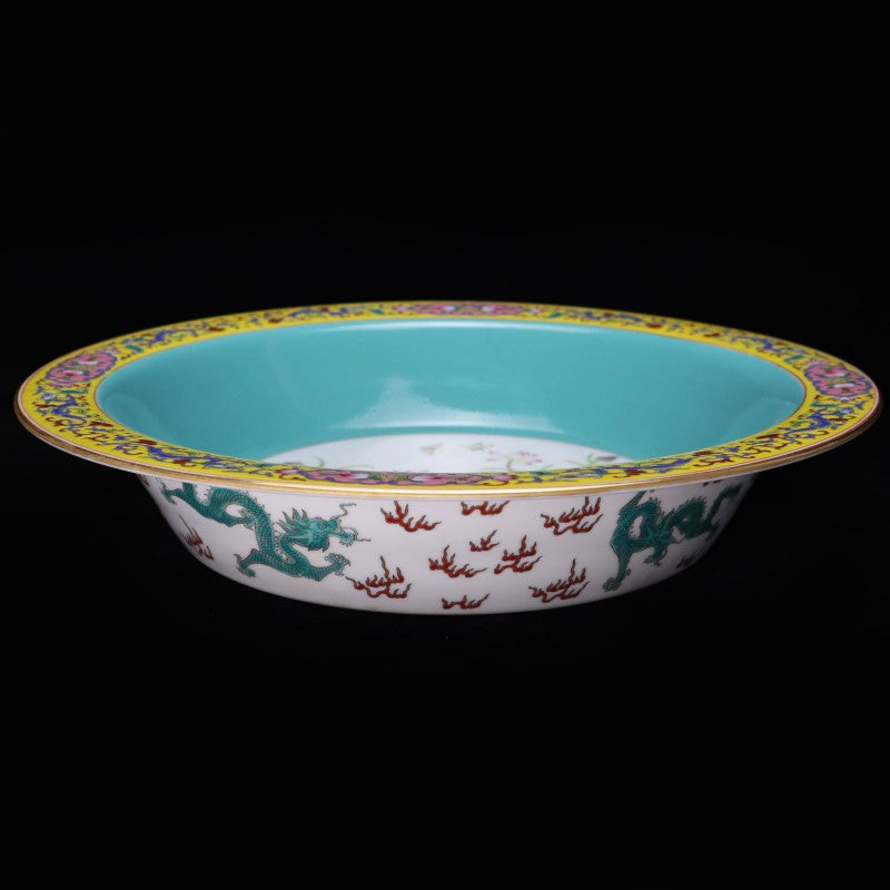 Qing Yongzheng Falangcai Narcissus Bowl with Dragon and Lotus Design | 大清清雍 – 正珐琅彩龍紋荷花水仙盆・私藏