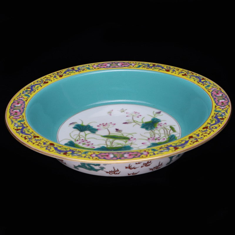 Qing Yongzheng Falangcai Narcissus Bowl with Dragon and Lotus Design | 大清清雍 – 正珐琅彩龍紋荷花水仙盆・私藏