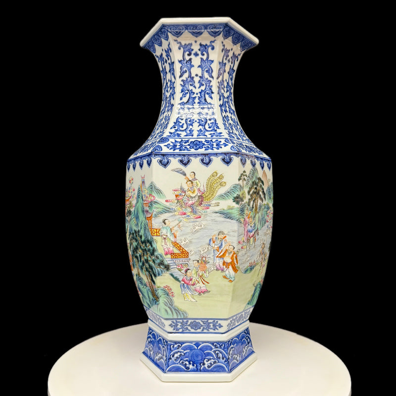 Qianlong Period Blue and Enamelled Vase with Eight Immortals Design|清乾隆青花琺瑯彩八仙瓶・珍藏