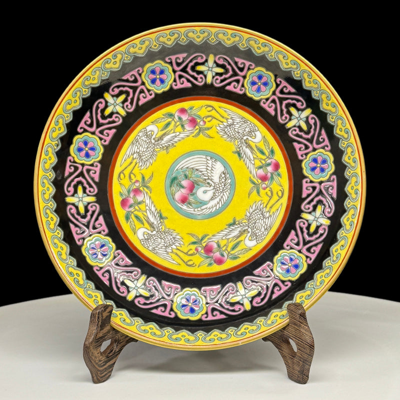 Yongzheng Period Famille-Rose Dish with Cranes and Peach Design|清雍正粉彩鶴桃紋碟・珍藏