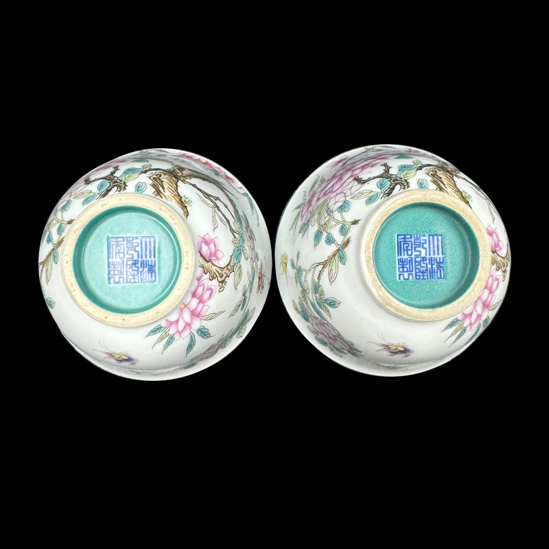 Imperial Qianlong Turquoise-Ground Enamelled Floral Cup with Gilded Rim|清乾隆御製綠松釉描金口琺瑯彩繪花杯・珍藏