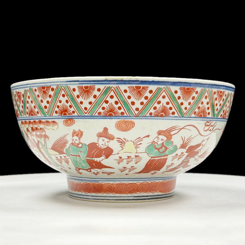 Wanli Period Doucai Bowl with Zhuge Liang Figure in Red and Green Enamel|明萬曆紅綠彩孔明人物紋碗・珍藏