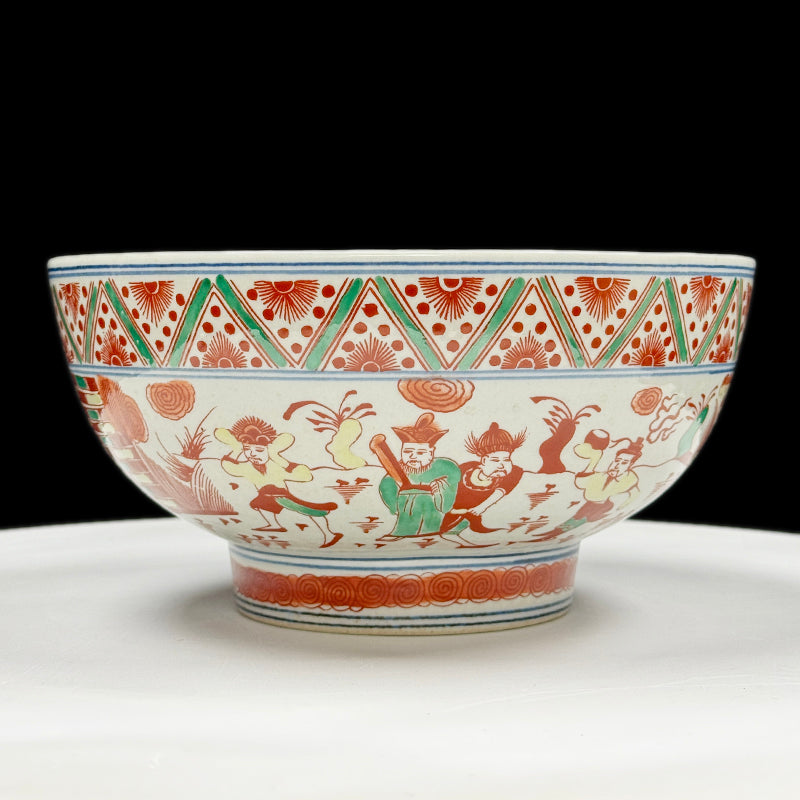 Wanli Period Doucai Bowl with Zhuge Liang Figure in Red and Green Enamel|明萬曆紅綠彩孔明人物紋碗・珍藏