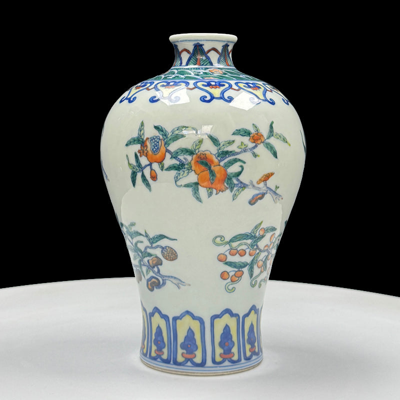 Imperial Yongzheng Doucai Miniature Meiping Vase with “Three Abundances” Motif|清雍正御製鬥彩三多紋小梅瓶・珍藏