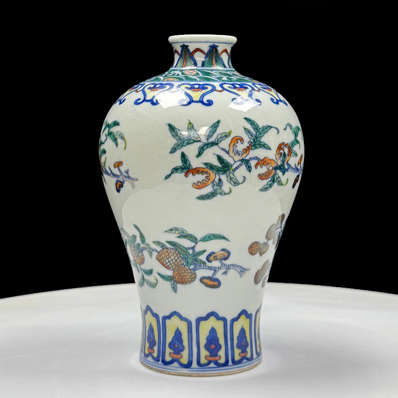 Imperial Yongzheng Doucai Miniature Meiping Vase with “Three Abundances” Motif|清雍正御製鬥彩三多紋小梅瓶・珍藏