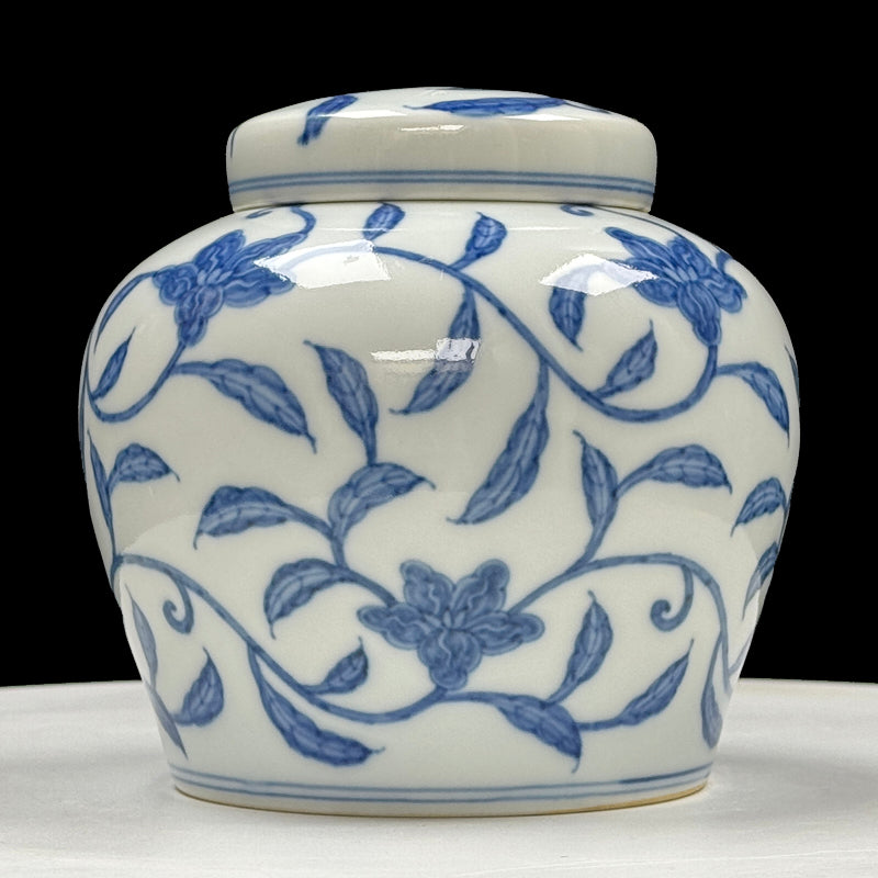 Chenghua Period Blue and White 'Tian' Character Jar with Daylily Design|明成化青花萱草紋天字罐・珍藏