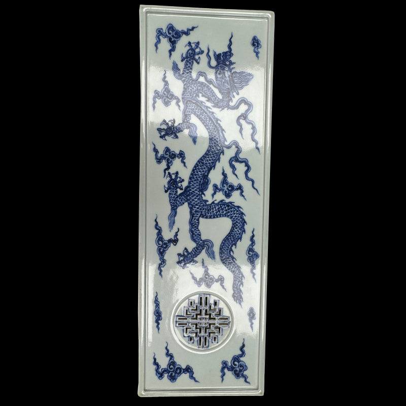 Ming Dynasty Xuande Blue and White Tea Tray with Five-Clawed Dragon Motif|明宣德御製青花五爪龍紋茶盤・珍藏