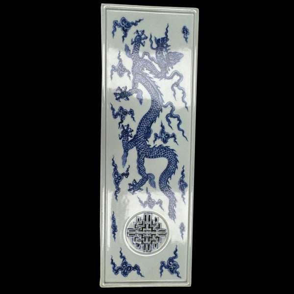 Ming Dynasty Xuande Blue and White Tea Tray with Five-Clawed