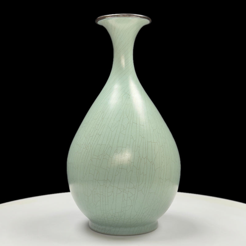 Song Dynasty Yuhuchunping Vase with Gilt-Mounted Rim and Inscribed Body|宋朝包金口刻字玉壺春瓶・珍藏