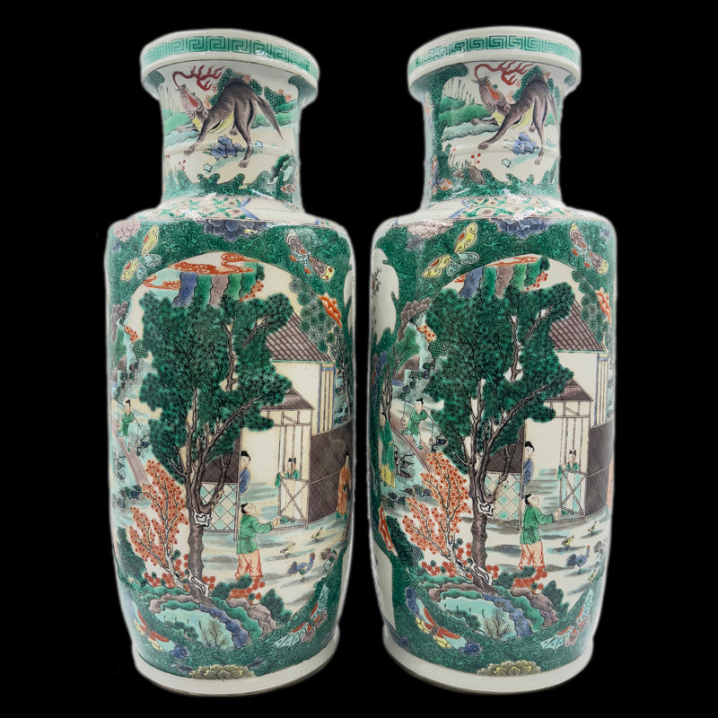 Qing Dynasty Kangxi Wucai Club-Shaped Vase with Figural Design|清朝康熙五彩人物棒槌瓶・珍藏