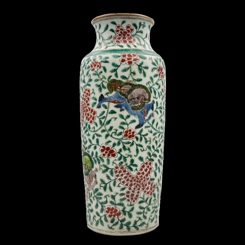 Qing Dynasty Kangxi Wucai Vase with Qilin Motif|清朝康熙五彩麒麟紋瓶・珍藏