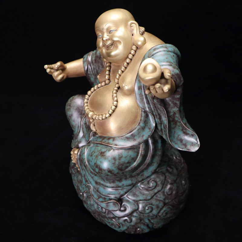 Qing Yongzheng Gilt Bronze-Glazed Figure of the Laughing Maitreya Buddha | 清雍正古銅釉鎏金大肚彌勒笑佛擺件・珍藏