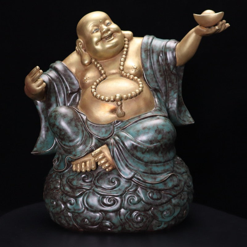 Qing Yongzheng Gilt Bronze-Glazed Figure of the Laughing Maitreya Buddha | 清雍正古銅釉鎏金大肚彌勒笑佛擺件・珍藏
