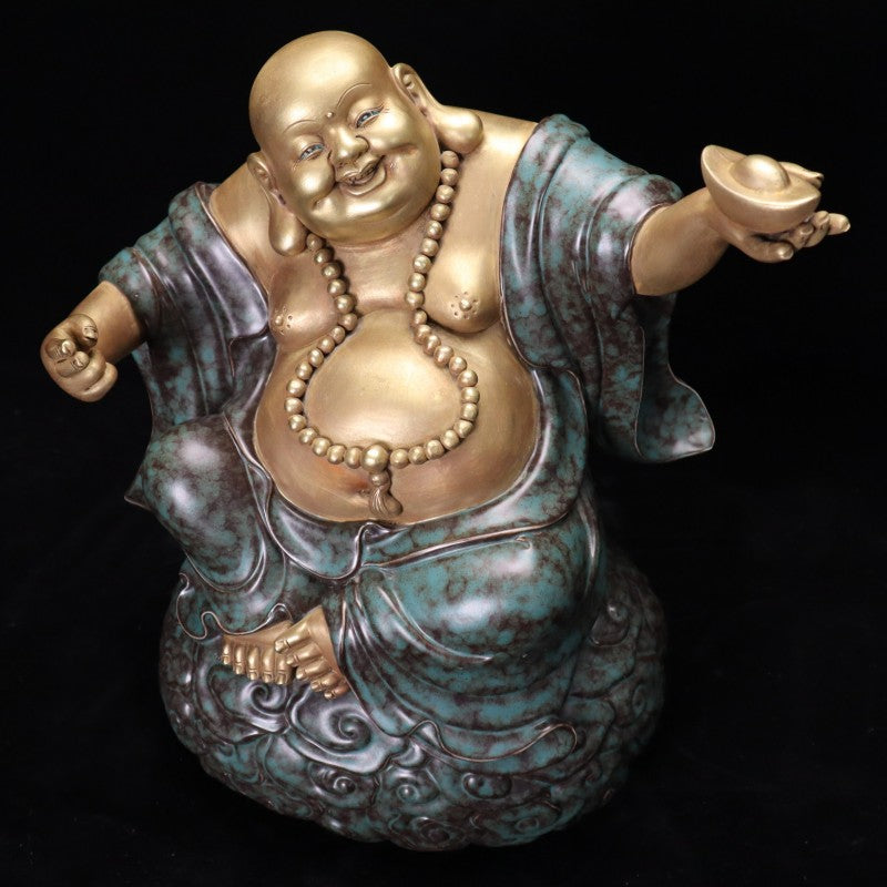 Qing Yongzheng Gilt Bronze-Glazed Figure of the Laughing Maitreya Buddha | 清雍正古銅釉鎏金大肚彌勒笑佛擺件・珍藏