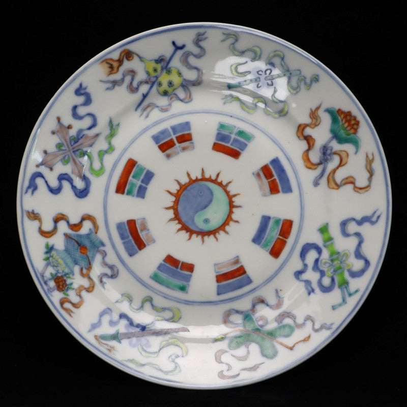 Imitation of Qianlong Doucai Dish with Yin-Yang and Bagua Design | 仿清乾隆鬥彩陰陽八卦紋盤