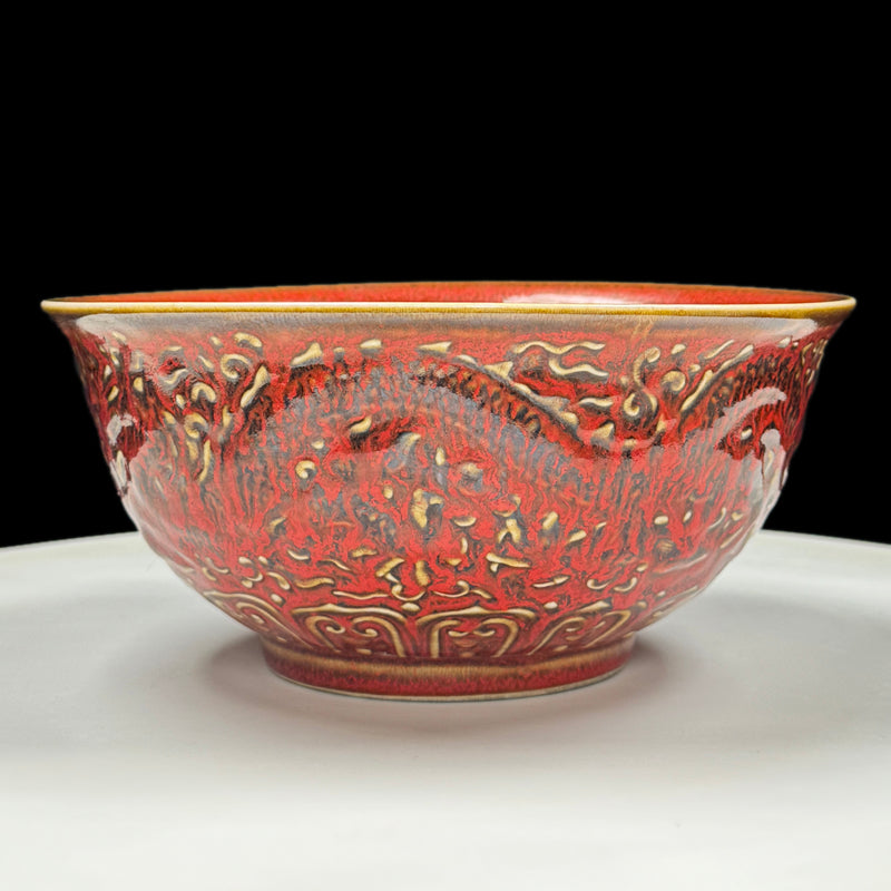 Xuande Period Copper-Red Glazed Bowl with Dragon and Phoenix Design｜明宣德紅釉龍鳳紋大碗・珍藏