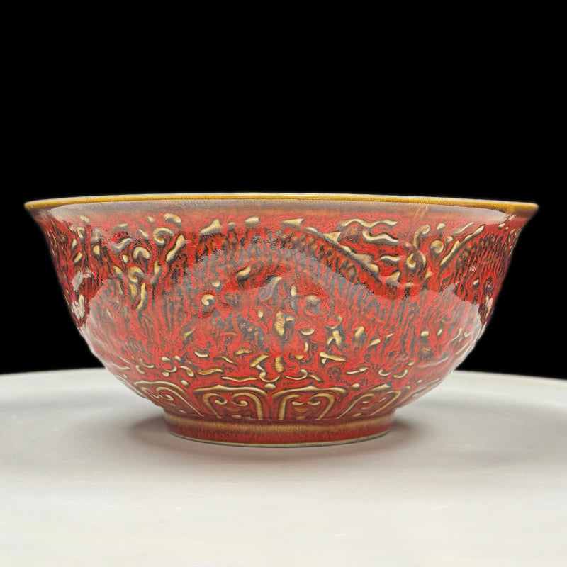 Xuande Period Copper-Red Glazed Bowl with Dragon and Phoenix Design｜明宣德紅釉龍鳳紋大碗・珍藏
